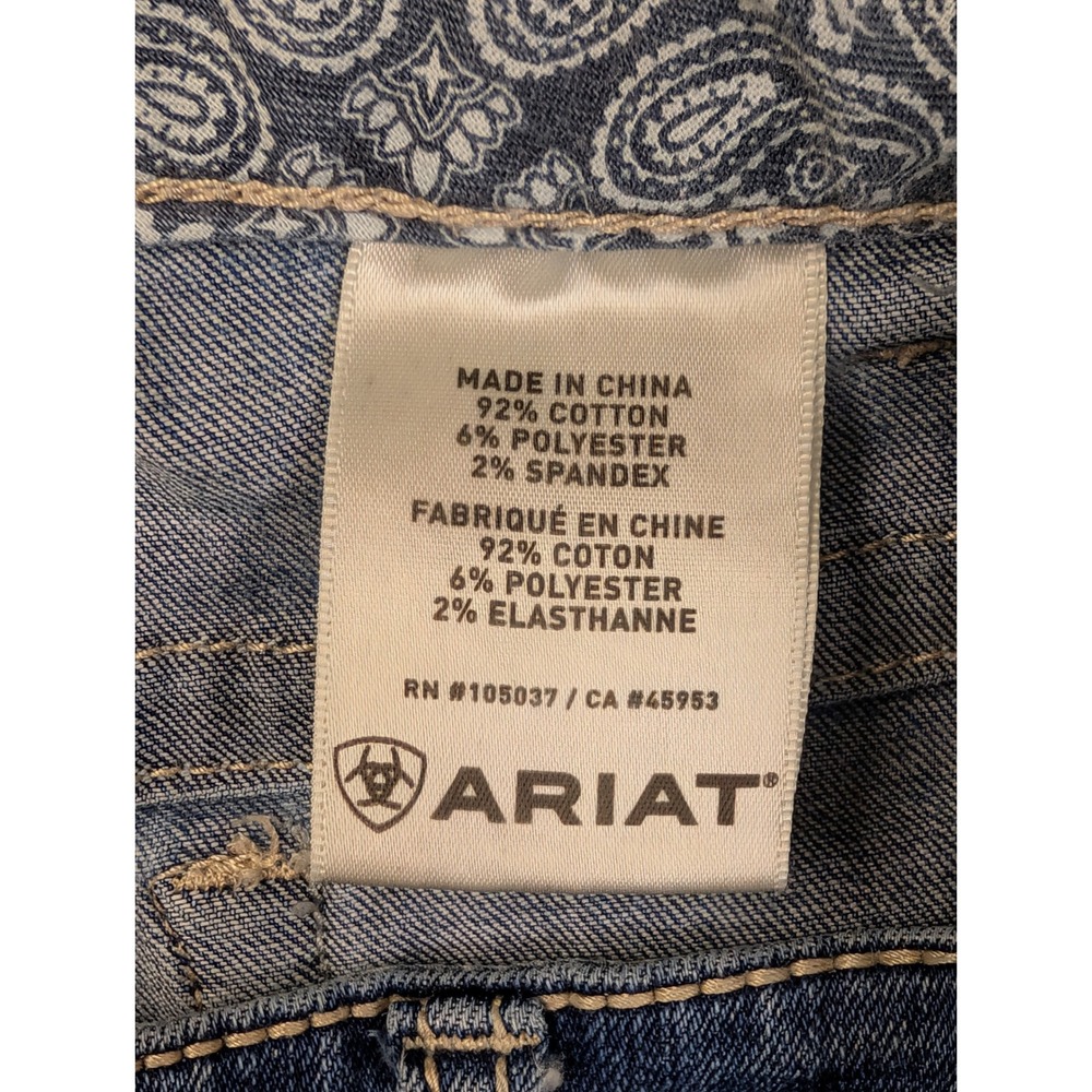 Ariat Womens Real Denim Bootcut Jeans 30L Workwear Embroidered Blue - Picture 4 of 11